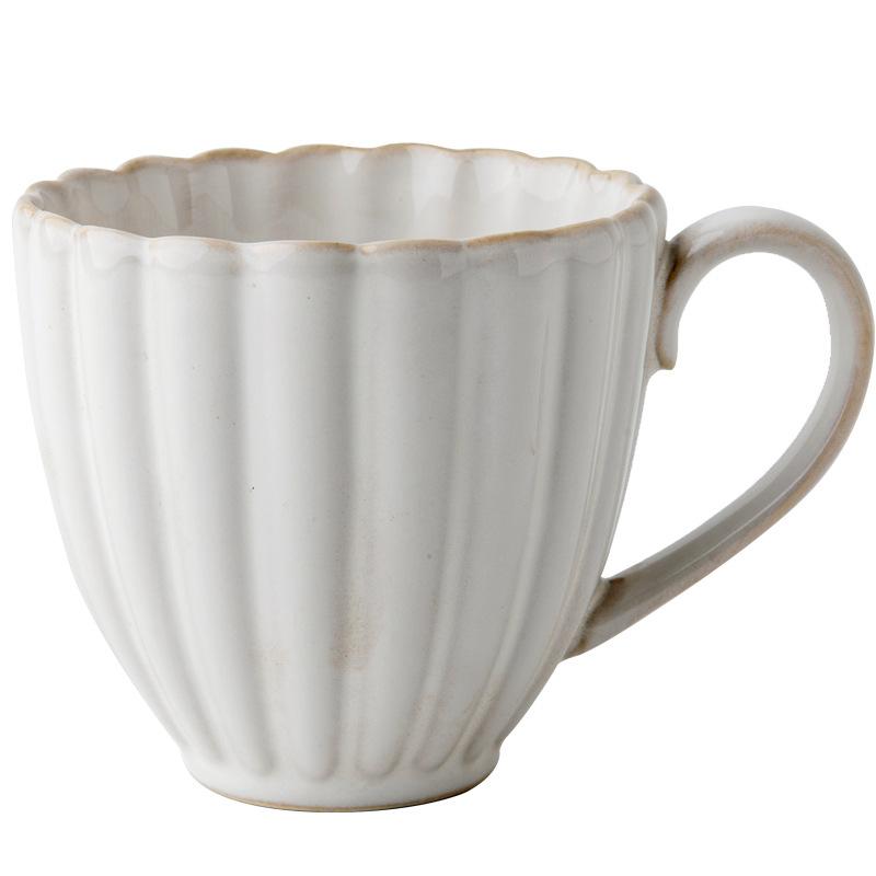 Aoxue Petal Relief Ceramic Retro Kiln Change Glaze Latte Coffee Cup Export