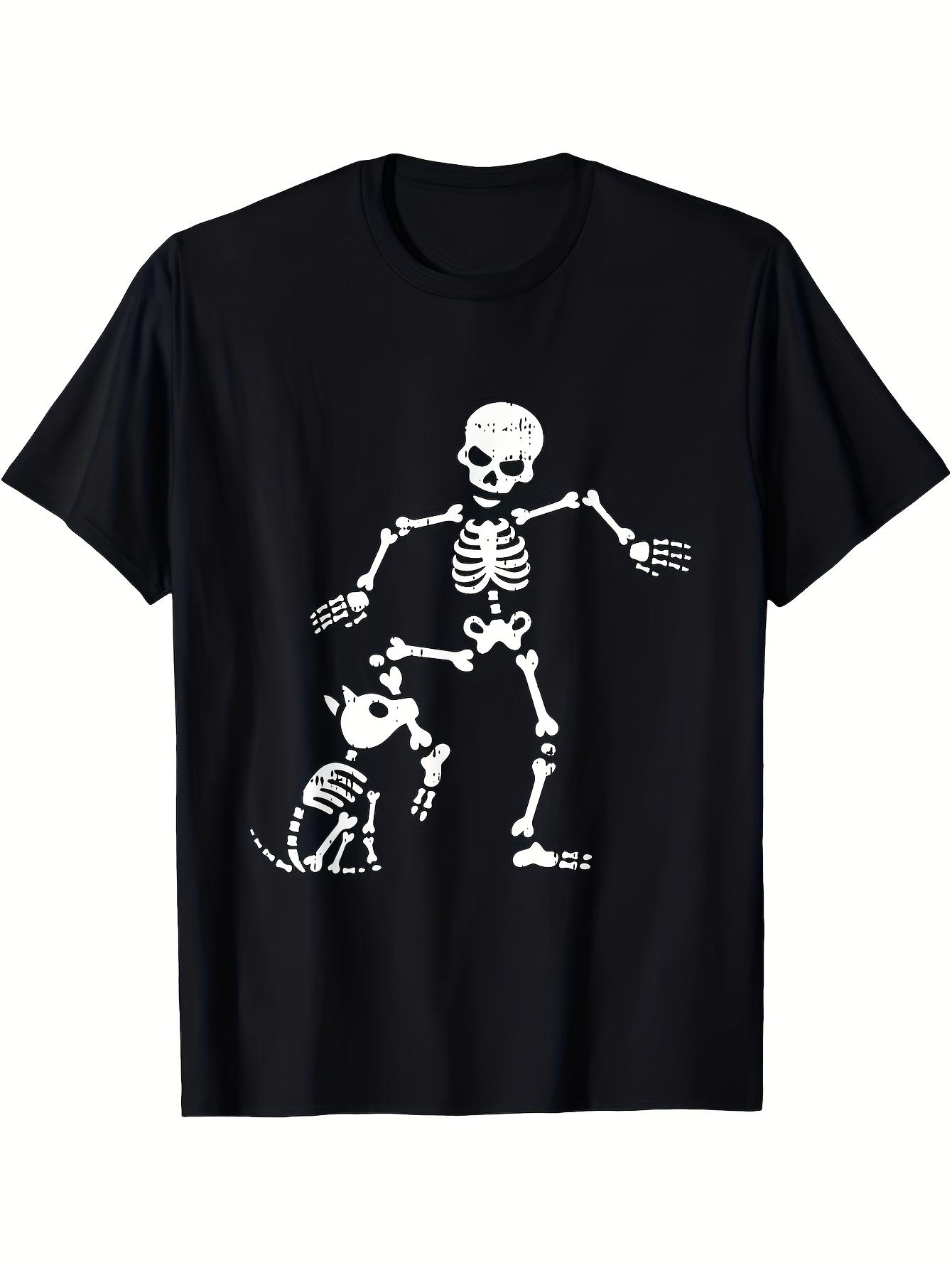 

T-Shirt y2k & Skeleton Dog Matching Black/White L