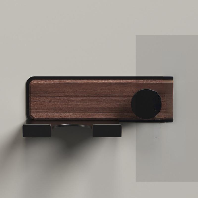 Walnut Hair Dryer Storage Rack, Bathroom, Washbasin, Non Perforated Air Duct Hanging and Storage Rack, Wall Mounted Bracket