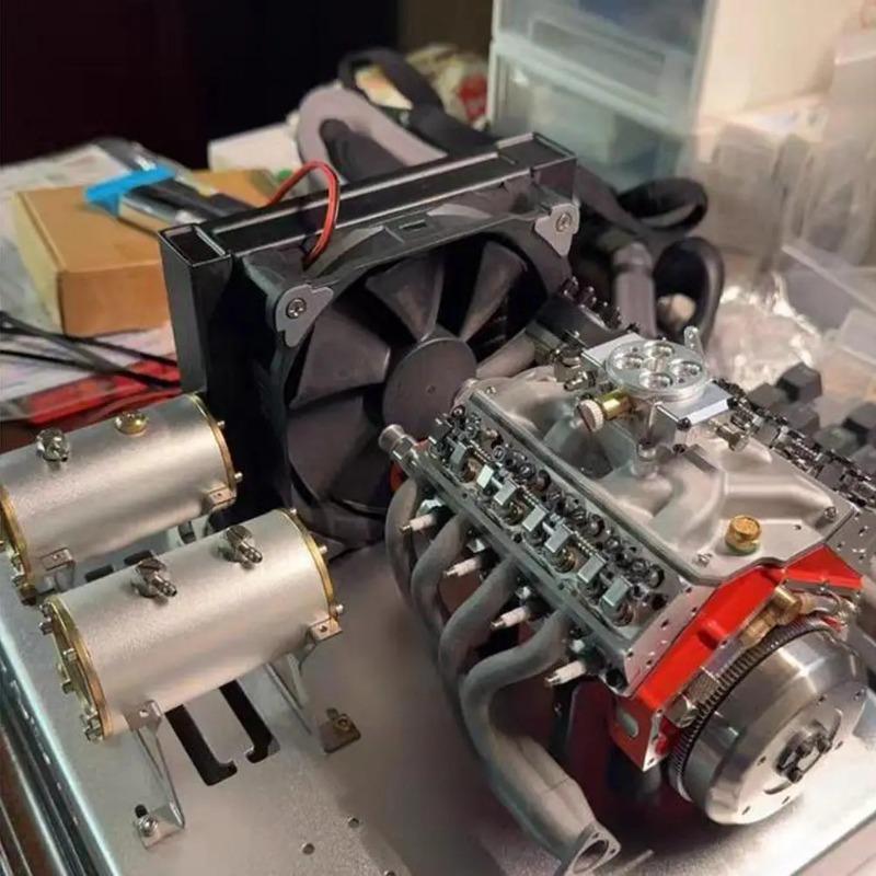 Cison V8 Engine Kit Gas,Ohv V8 Small Block Engine Model Kits 4-Stroke 44cc Water-Cooled 1/6,Mini Build Your Own Stem Cison Running Engine Kits
