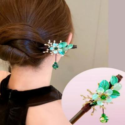 Korean Floral Binyeo, Hanbok Binyeo, Wooden Binyeo Hairpin for Traditional Updo and Upstyle Hair