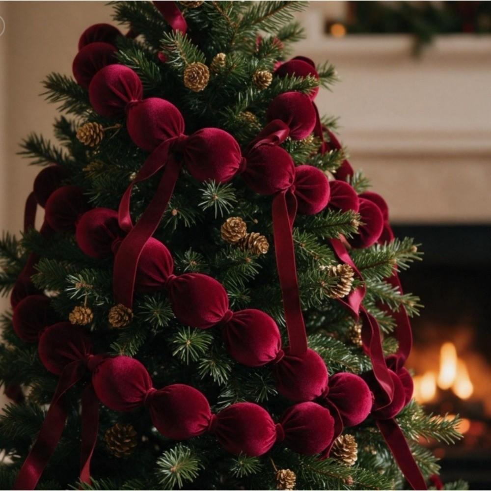 Background Wall Decor Christmas Velvet Ball Garland Hanging Decoration Birthday Party Supplies