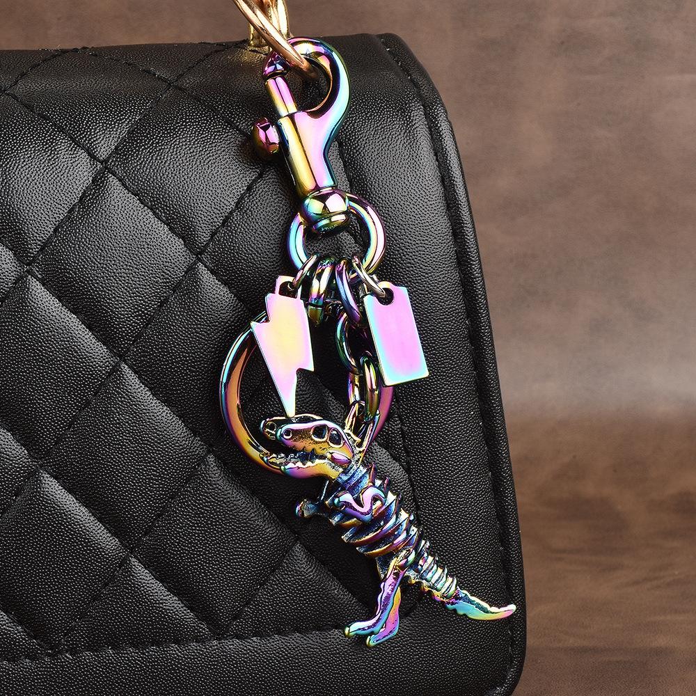 Dinosaur Keychain Skeleton Key Ring Colorful Pendant Bag Hanging Retro Creative Keychain