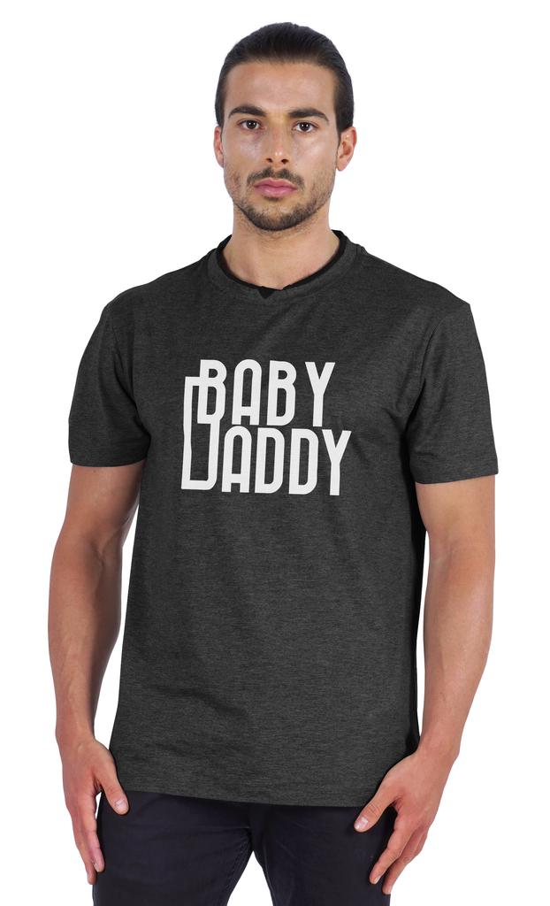 Inkmeso Men  s Graphic Quote   Baby Daddy   Tshirt For Dads Round Neck with V Cut
