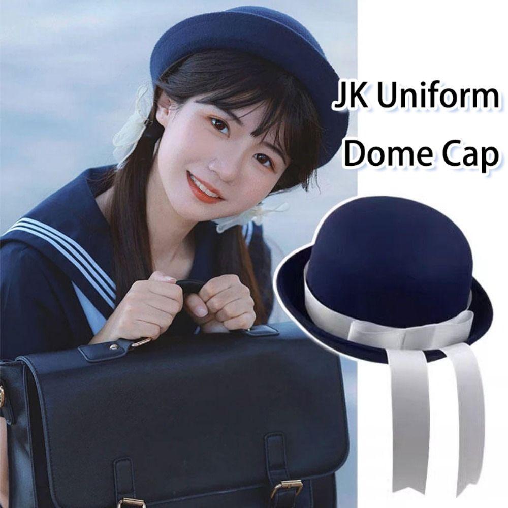 Cute Round Dome Fedora Hat Woolen Sailor Hat Fashion Bow Bowler Hat  Girls