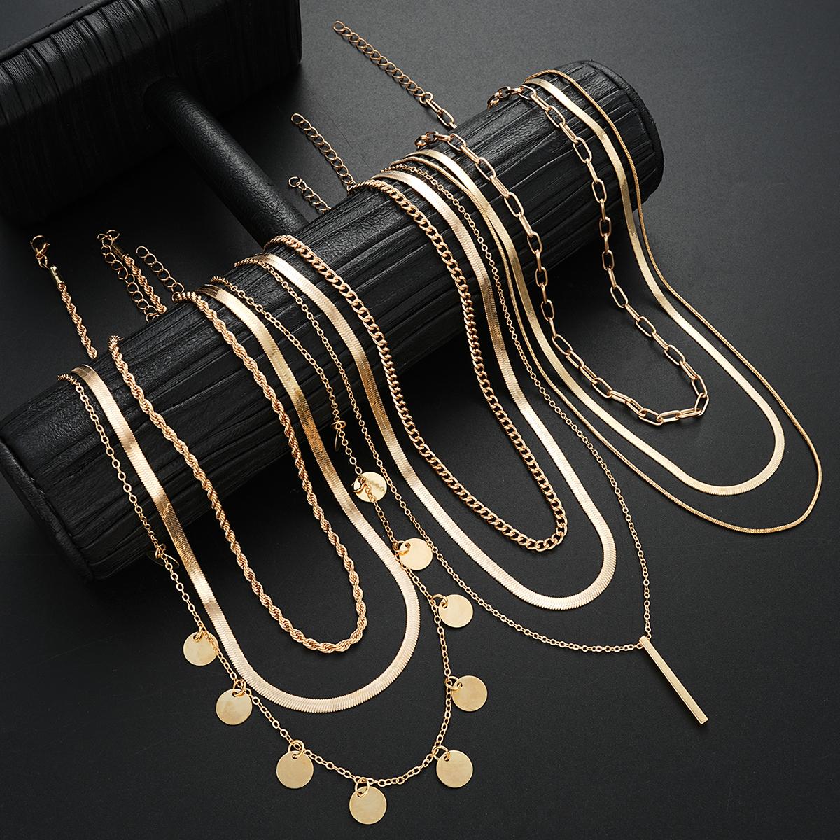 

New 8Pcs/Set Simple Disk Pendant Necklaces Set For Women Fashion Stackable Gold Color Tassel Necklaces Charms Jewelry Gifts 2026
