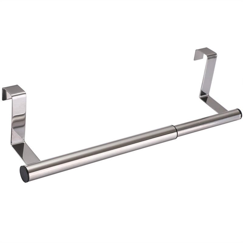 Creative Stainless Steel Single Pole Towel Rack No Punch Cabinet Door Back Rag Hanger Multi-purpose Bathroom Towel Bar