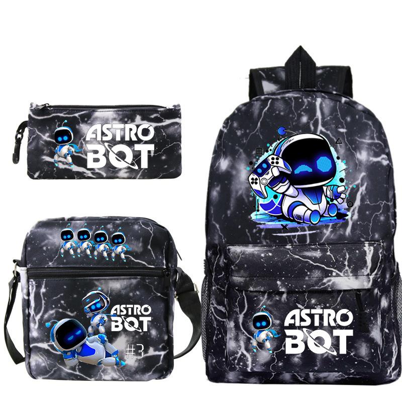 Astro Bot Printed Fashion Children's Backpack Cross-border Large-capacity Primary and Secondary School Student Casual Schoolbag Set