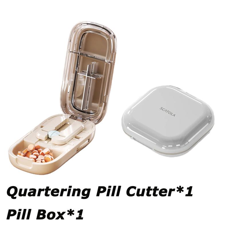 Portable 2/4 In 1 Pill Cutter Storage Box Reusable Medicine Containers Medicine Storage with Accurate Pill Alignment