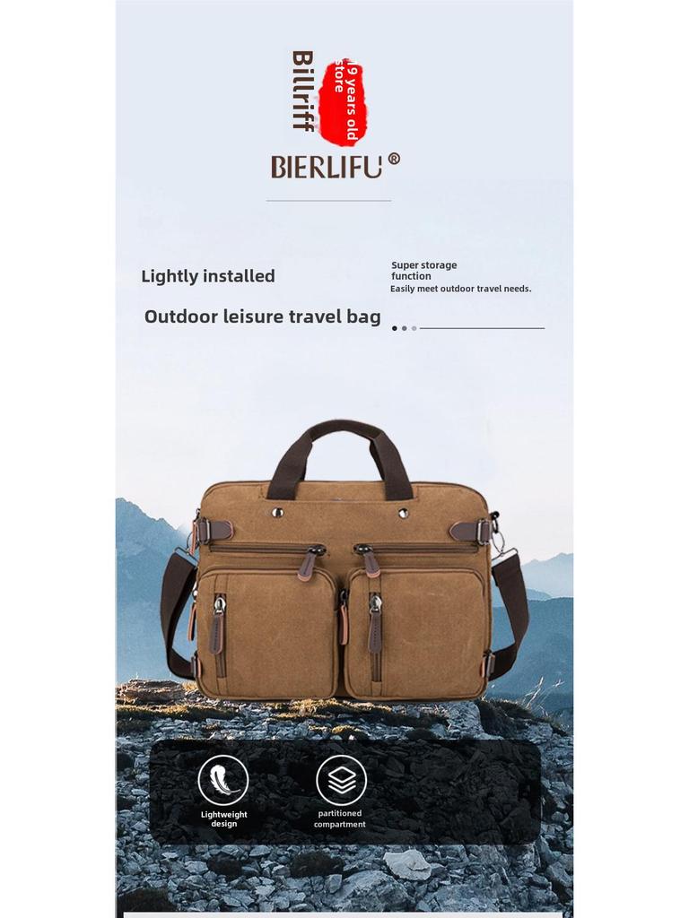 Cross-Border Multifunctional Canvas Backpack: Briefcase, Handbag & Shoulder Bag with Large Capacity for Laptops & Casual Travel.