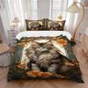 3Pcs Maine Coon Cat Portrait Bedding Set Soft Fabric Duvet Cover Pillowcases Home Christmas Xmas Halloween Gift 1 Duvet Cover 2 Pillowcase G1242