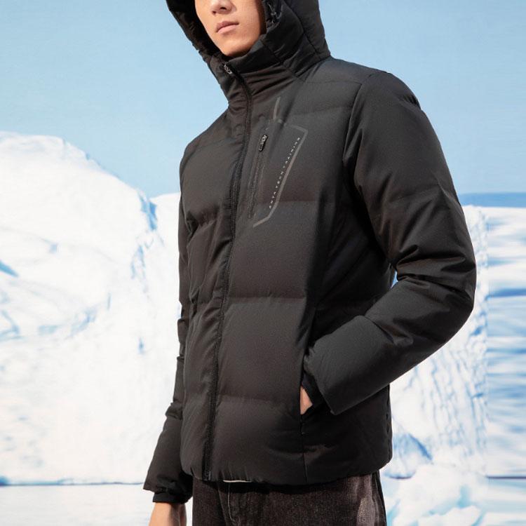 Anta Flame Technology Short Warm Hooded Down Jacket Men Outerwear Black 952147911-3