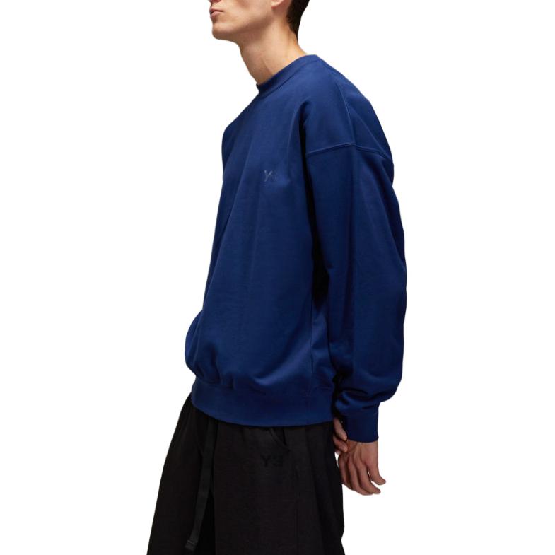 Y-3 Solid Color Round Neck Drop Shoulder Long Sleeve Sweatshirt Men Sweatshirt Dark-Blue JM7867