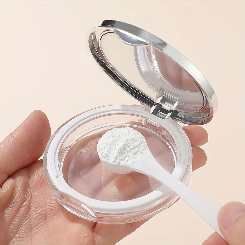3g Ultra-Thin Loose Powder Compact-Portable,Leak-Proof Container with Elastic Net and Spoon,Sponge Empty Reusable Powder Box