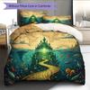 Ocean Fantasy Castle Pattern Bedding Quilt Set  Home Decoration  Gift (1 * Duvet Cover + 2 * Pillowcase  Without Core)
