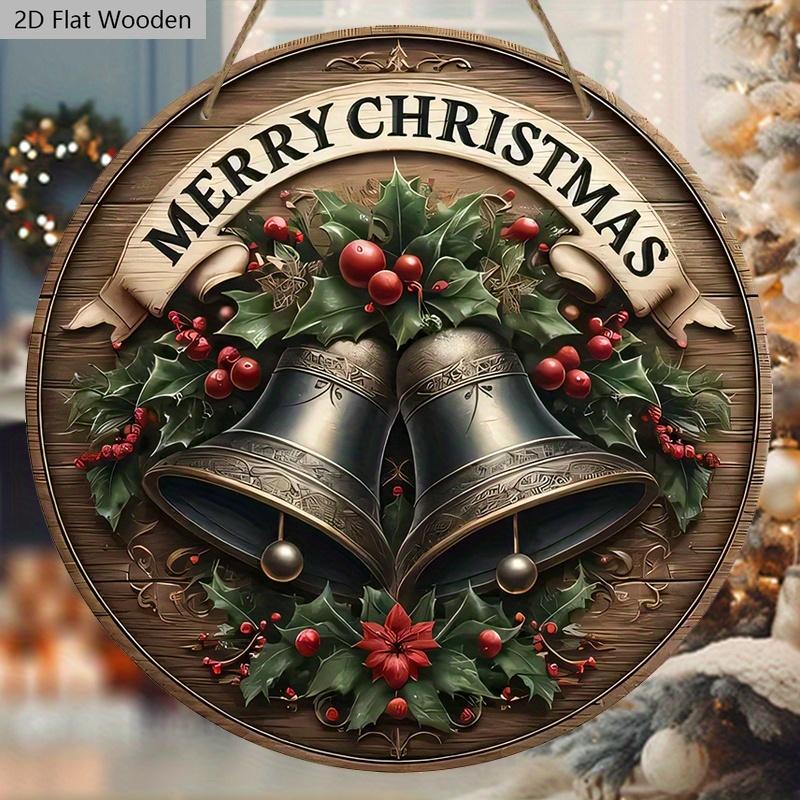 Retro Wooden Christmas Sign with Merry Christmas - Navidad Sign for Front Door Wall Hanging Decor - Ideal Christmas Decoration