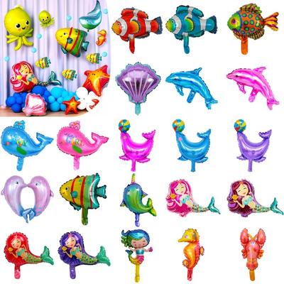 1 szt. Motyw zwierząt morskich rekin wieloryb delfin homar tropikalna ryba seria oceaniczna balon z folii aluminiowej