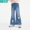 Girls' Heart-Pattern Flare Denim Jeans