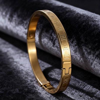 Premium Titanium Steel Man Bracelet 3 Colors Unfading Roman Numeral Symbol Charm Bangles Punk Cool Perfect Gift For Homme Joias