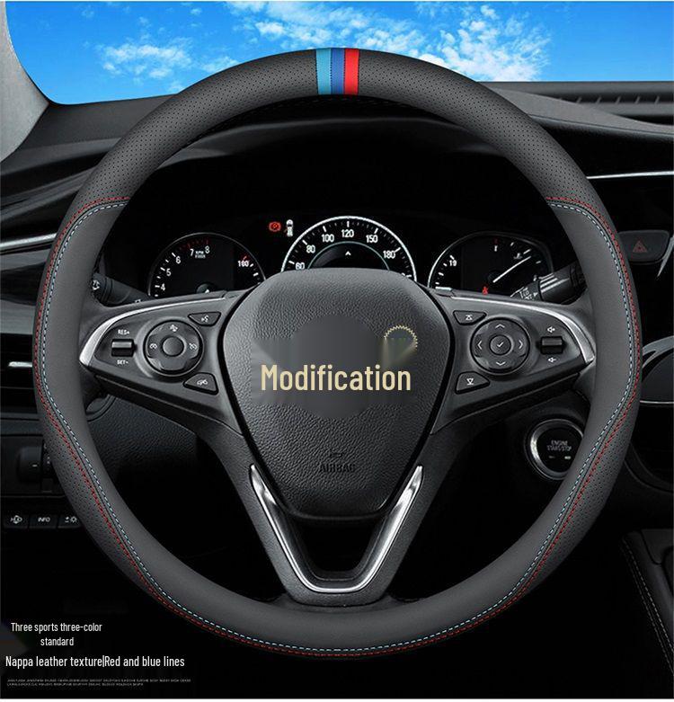 Compatible Leather Steering Wheel Cover for Honda Civic Generations 8-11, No Sewing Required, Slim Design.