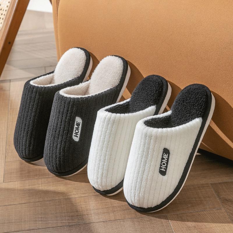 Cotton slippers men's autumn and winter new indoor home thick bottom non-slip warm plush cotton mop women's winter