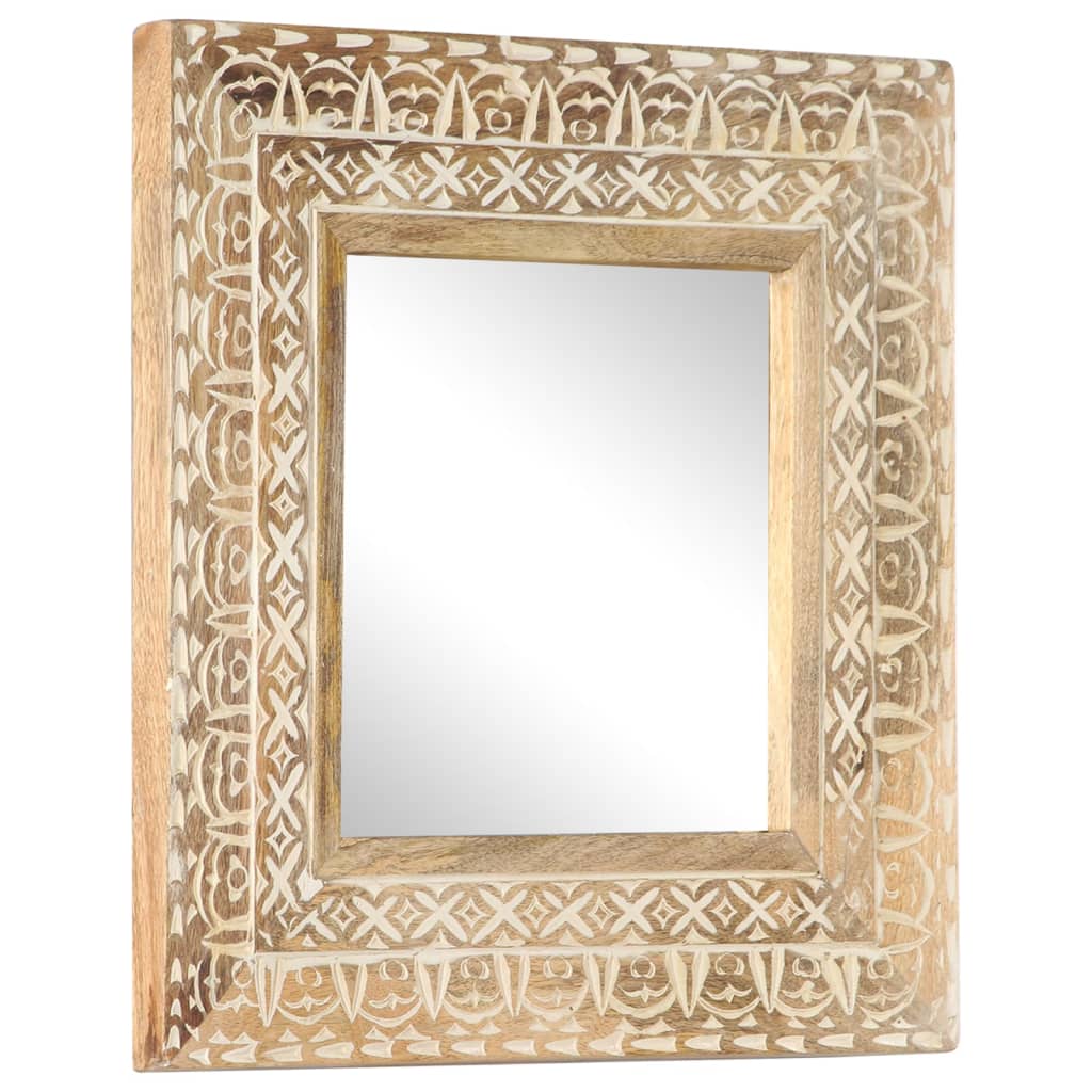 Hand Carved Mirror 50x50x2.6 cm Solid Mango Wood