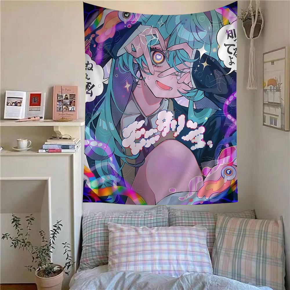 Kawaii Anime Girl Tapestry Chibi Characters Manga Print Wall Hanging Ideal for Bedroom Decor Anime Y2K Aesthetic Fans