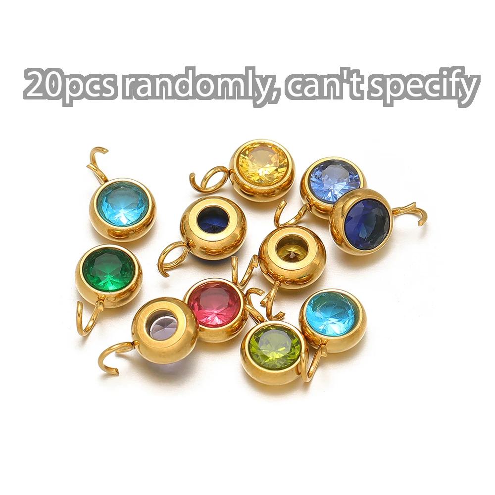 20 Stück Edelstahl 12 Monate Geburtsstein Zirkonia Anhänger für DIY Schmuck Halsketten Anhänger Armbänder Zubehör Ohrringe Herstellung