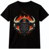 Taurus Zodiac Bull T-Shirt Armored Bull Flames Skull Astrology Graphic Tee