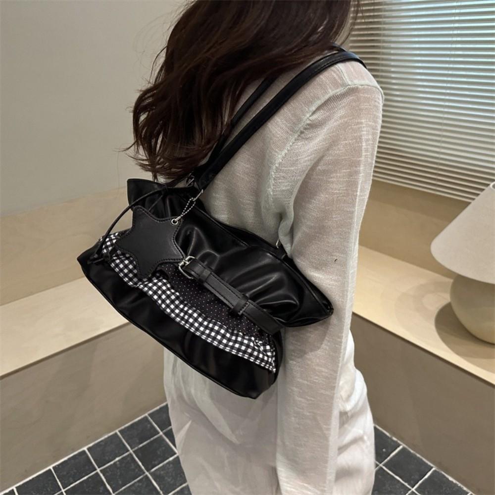 Polka Dot Women Tote Bag Solid Color Underarm Shoulder Bag Unique Balletcore Handbag Daily