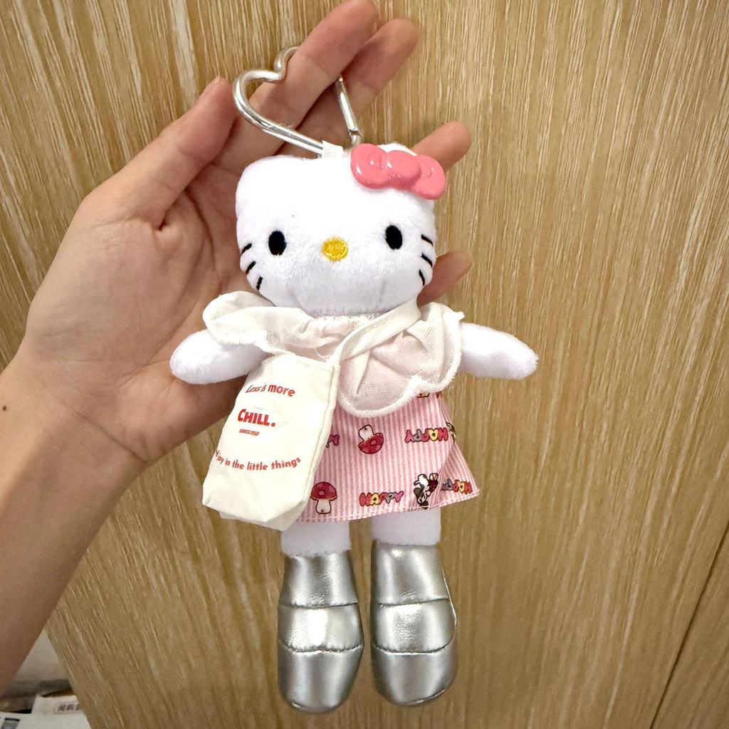 Cute Long-Legged Kitty Plush Pendant with Changeable Skirt - Ins Style Doll Keychain for Backpacks