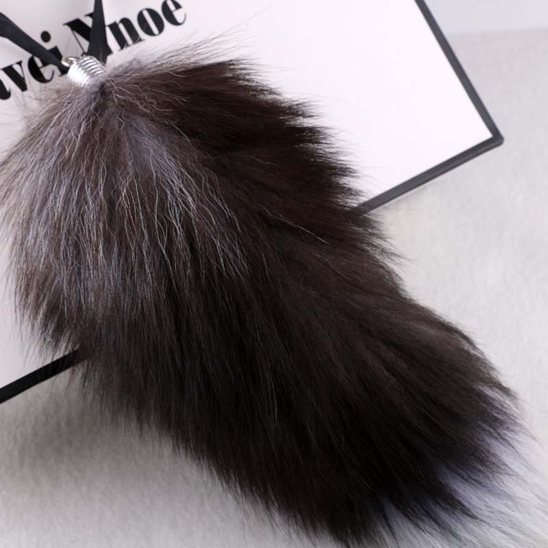 1Pc Bag Pendant Soft Keychain Large Key Ring Chain Fashion Fur Fox Tail Keyring 25CM