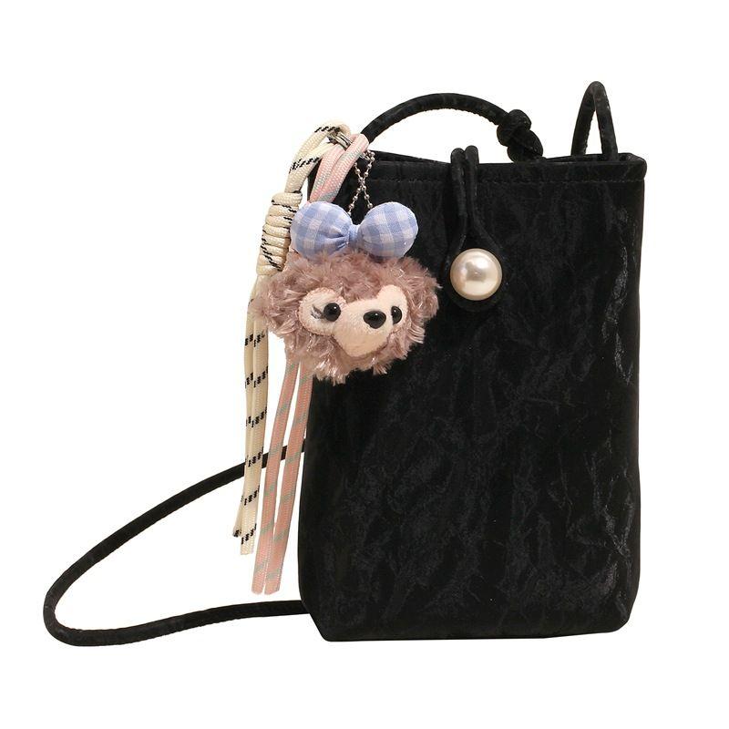 

Летняя маленькая сумка кроссбоди для мобильного телефона, мини-сумка, модная новинка, западный стиль, маленькая и легкая, из мягкой кожи, универсальная маленькая сумка Black [send small pendant]]