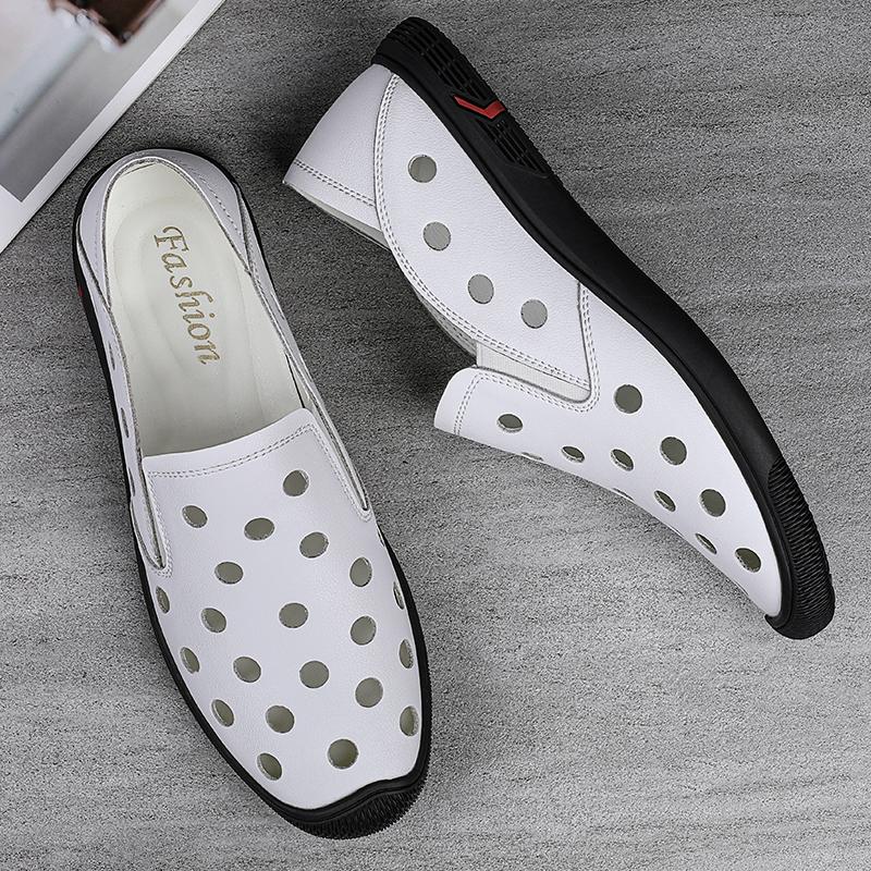 Oddychające oryginalne skórzane męskie sandały mokasyny męskie biznesowe sandały ręcznie robione skórzane buty męskie sandały