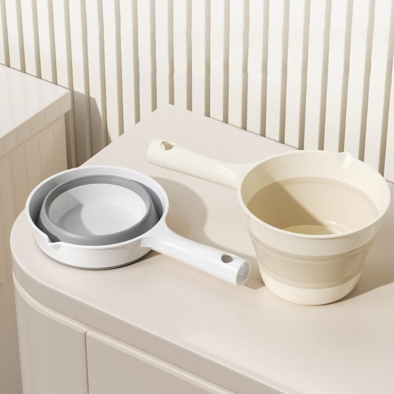 Multipurpose Foldable Water Bucket And Scoops Ladle High Strength PP Construction Easy To Store Outdoor Indoor Use