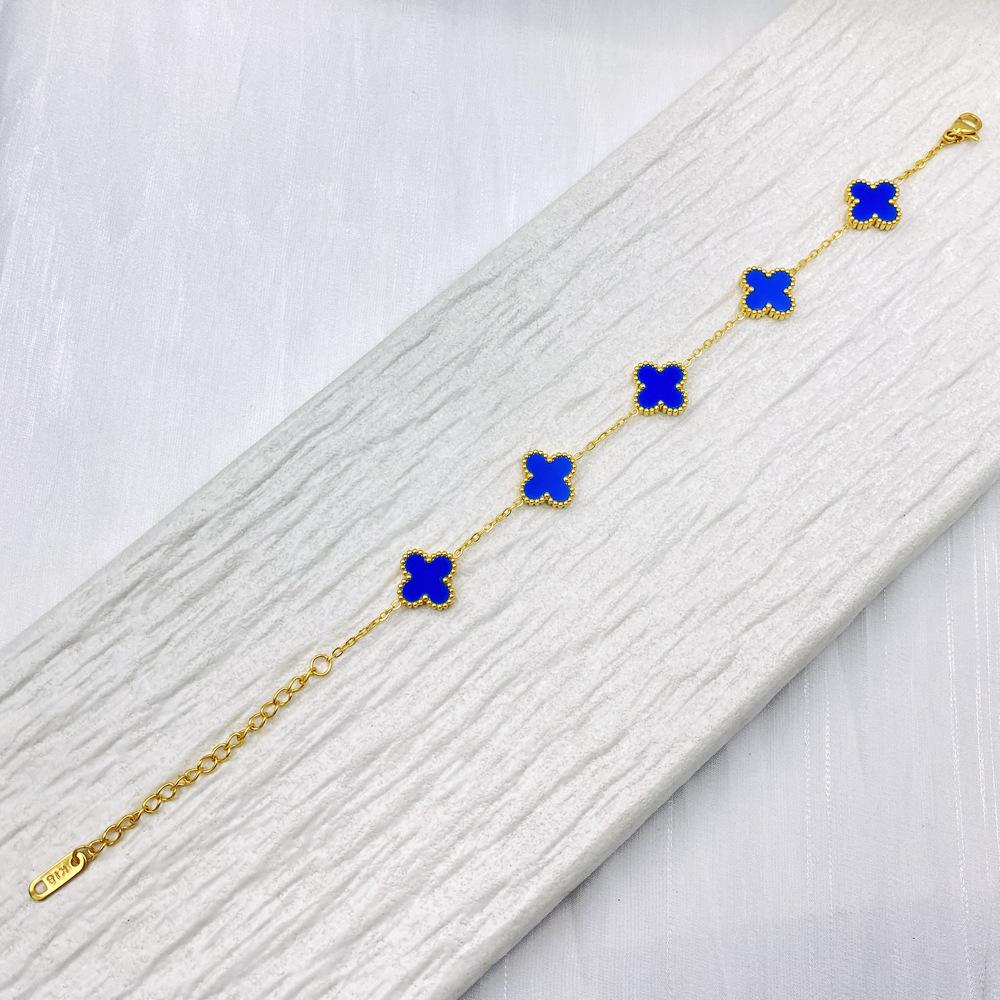 13mm Non-Fading Stainless Steel Four-Leaf Clover Bracelet for Women - Fresh Style