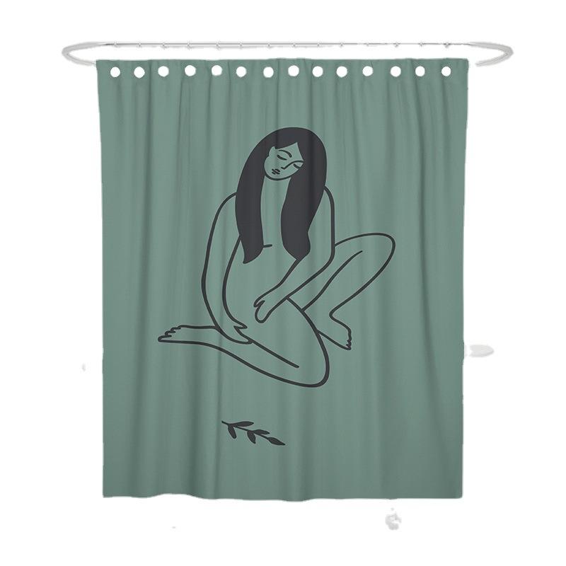 JINRUN Badezimmer verdickter wasserdichter Vorhang, schimmelfester Duschvorhang, Duschtrennwand-Vorhang, Duschvorhang, Badezimmer-Vorhang, kostenlose Perforation