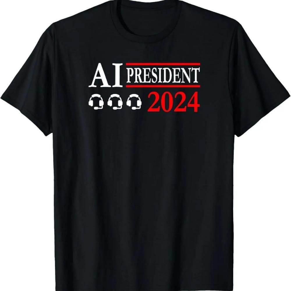 

AI President 2024 Gamer Funny T-Shirt XXXL