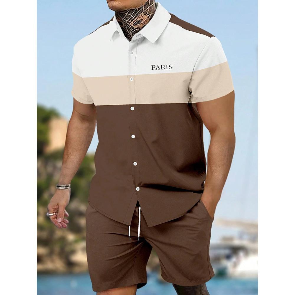 2026 Summer New Men's Short-sleeved Shirt And Beach Shorts Set Running Men's Shorts Everyday Urban Fashion Men's Casual Shirt