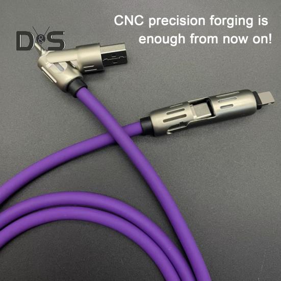 Fast Charging Data Cable 240W Thickened Silicone Charging Cable Multi-Protocol Data Transfer Cable for IPhone Tablets