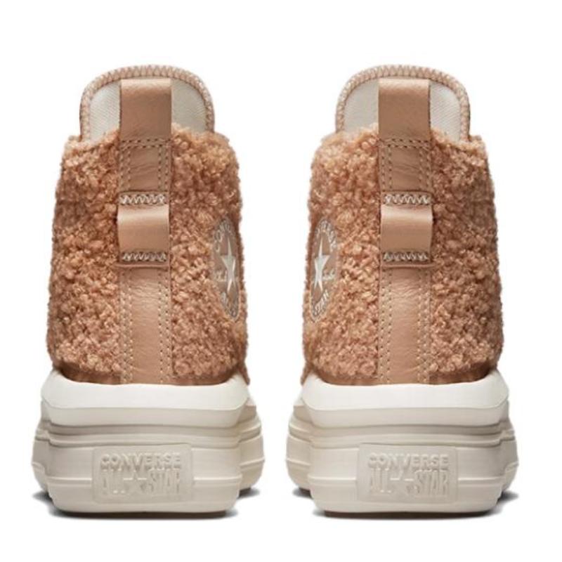 Converse All Star Move Move Trendy Versatile Casual Leather High Top Espadrilles Women's Pink