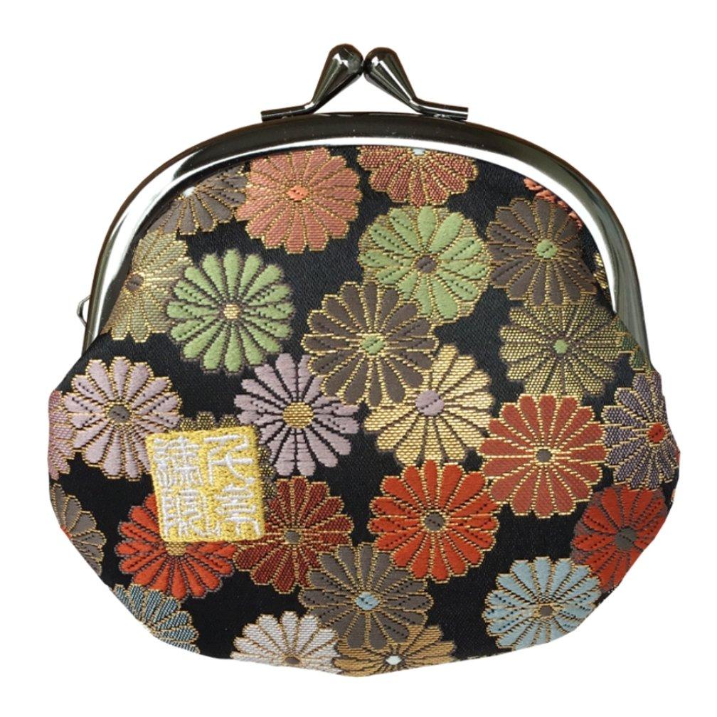 Сеншишуин Нисидзинская парча Застежка Круглый кошелек Хризантема в полном цвету 35-дюймовый кошелекмонетница Подкладка Черный Расцвет 3660₽
