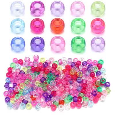 200pcs Transparent Acrylic Beads 6x9mm Big Hole Loose Spacer Beads For Jewelry Making DIY Necklace Bracelets Key Chain Supplies