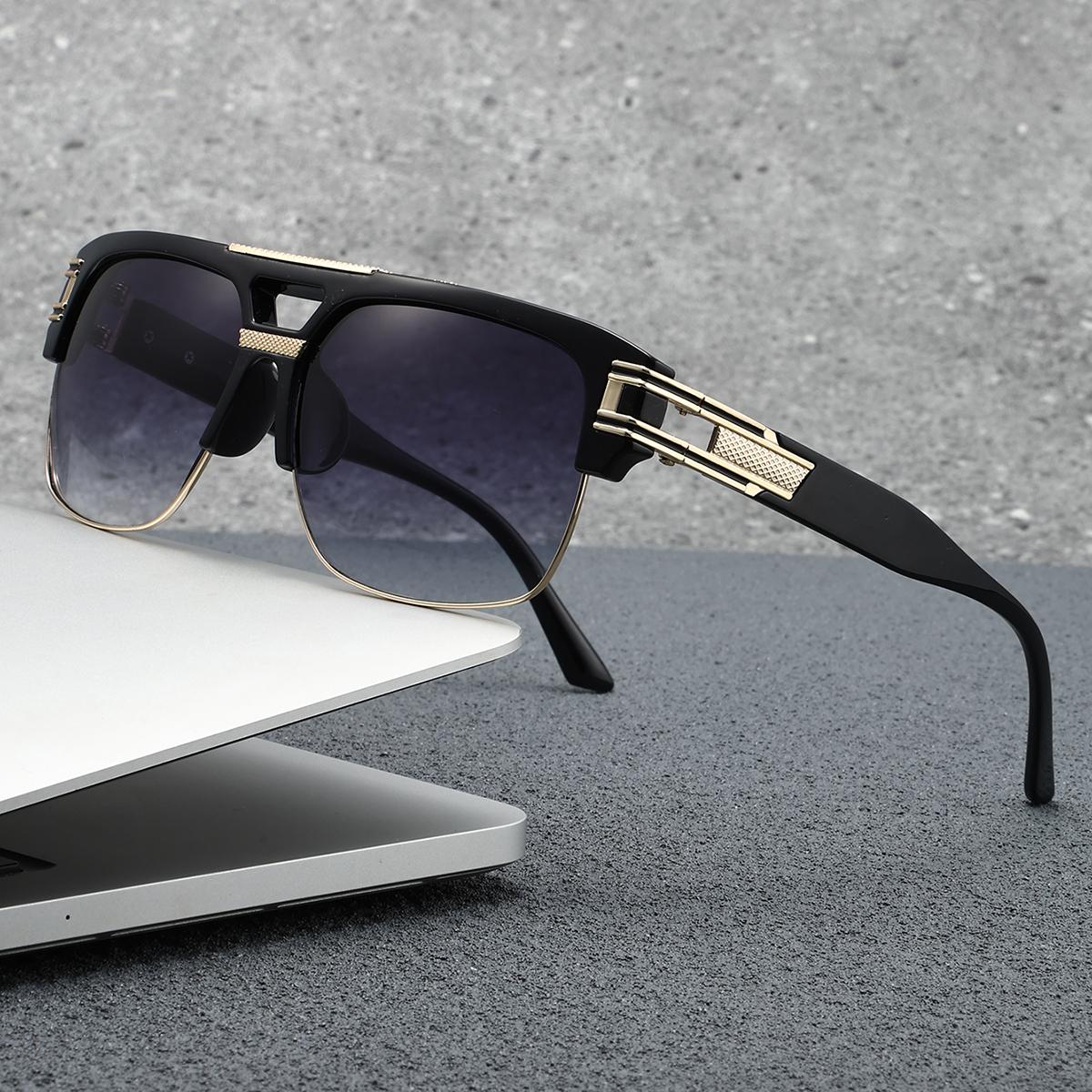 

Новый модный тренд полуободковые полноободковые солнцезащитные очки 1 пара женских и мужских квадратных личностных, изысканных и элегантных, солнцезащитных очков в стиле INS серый