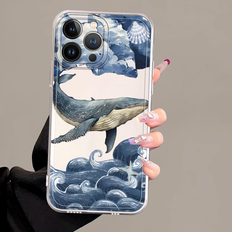 Soft Phone Cover Case for iPhone 17 Pro Max 14 Plus 16 11 XR Air 7 8 12 Mini 15 XS Max 13 Pro Marine Animals