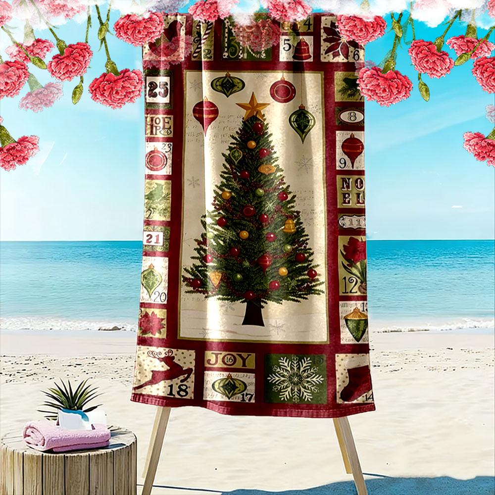 Christmas Tree Holiday Towel Beach Towel Quick-drying for Travel Outdoor Sports Jogging Beach and Swimming