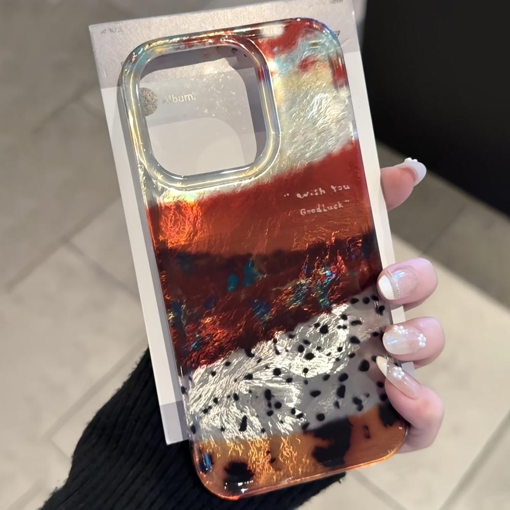 Retro Splicing Color Block Glacier Pattern Soft Phone Case, Protective Cover for iPhone 17 16 15 14 13 12 11 Pro Max Plus, 1pc