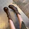 Retro belt buckle flat-bottomed willow nails western boots knight boots short boots women's 2025 summer new British Martin boots women