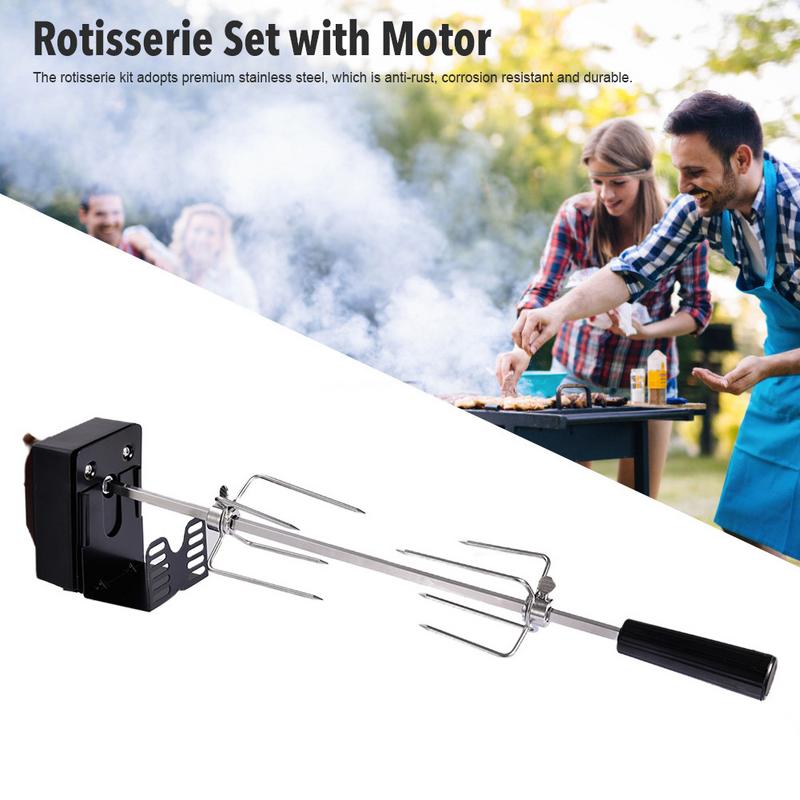 Automatic Electric BBQ Grill Rotisserie Kit With Motor Outdoor Spit Roaster Rod Charcoal Pig Chicken Beef Camping Cooking Tools