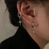 Retro New Trendy Punk Gothic Zircon Cross Earrings for Women Simple Charm Four-Pointed Star Hip Hop Personality Hoop Earrings
